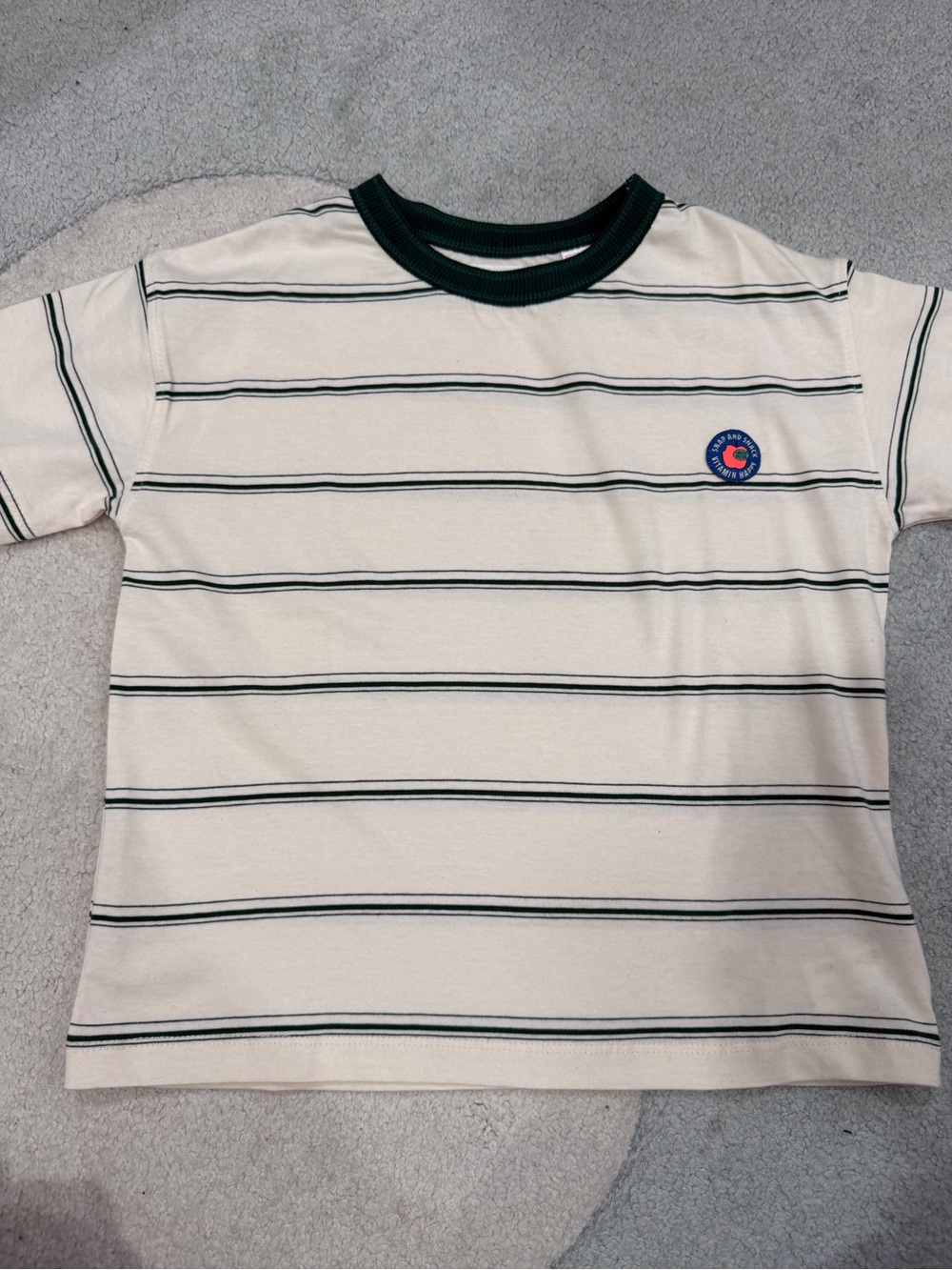 Zara Toddler Cream & Green Stripe Tee size 5